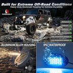 20Pods Heavy Duty Aluminum RGB LED Rock Lights for Trucks Pickup Dually Truck Off-Road with APP/RF Remote, Segmented IP67 Waterproof Multicolor Underglow Accent Light 12V Plug and Play&Pre Wired