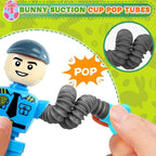 4Pcs Robot Sensory Travel Toys for Boy Toddlers Kids Year Old Ages 3 4 5 6 7 8 9, Airplane Travel Activities Suction Autistic Pop Tube Autism Fidget Toys Easter Basket Stuffer Valentine Gifts