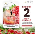 Strawberry Vanilla Car Air Freshener | Hanging Car Freshener with Vent Clip | Long Lasting, Slow-Release Aroma Technology, Adjustable Scent Intensity | Scented Automotive Accessories by Perfa