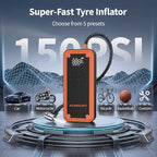 Jump Starter with Air Compressor, Acmount 5000A Car Battery Jump Starter with 150PSI Tire Inflator for Up to 9.0 Gas/8.0L Diesel, 12V Portable Jump Starter Box with LCD Display, Light (Orange&Black)