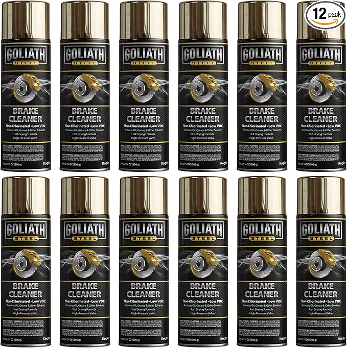 Kogler Goliath Steel Non-Chlorinated Brake Cleaner Spray, Low-VOC Fast-Drying Brake Parts Degreaser, Removes Grease, Oil & Brake Dust, 14 oz, Case of 12