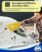 MR.SIGA Premium Microfiber Soft Chenille Car Wash Mitt, Pack of 2, Blue & Yellow
