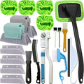 CRAFNEW 20Pcs Window Cleaning Kit, Household Cleaning Tools with Squeegee, Brushes, Microfiber Pads for Window Track, Sliding Door, Glass Door, Bathroom Mirror, Car Windshield