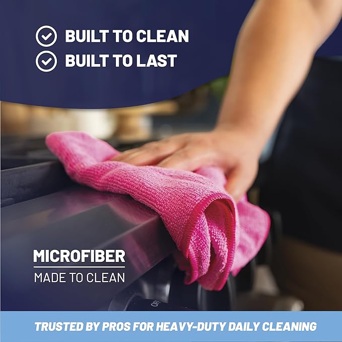 MW Pro Microfiber Cleaning Cloth | Olive | 12 Pack | 16” x 16” | All Purpose Microfiber Towels - Clean, Dust, Polish, Scrub, Absorbent