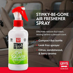 Griot's Garage Stinky-Be-Gone JDM Squash Air Freshener Spray – Odor Remover for Cars, Trucks, and SUVs on Carpets, Floor Mats, and Under Seats, 8oz
