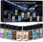 Car Air Freshener Refill, Car Air Freshener Vent Clip Special Refill, 5 Scents, 10 Bottles (Excluding Machine)