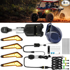 DREAMIZER UTV Turn Signal Kit with Horn, Plug and Play, Pre-Wired, ATV Blinker with Lever Column Switch Universal Street Legal Kit with Hazard light Compatible with Polaris, Can-Am, Teryx, CFMOTO