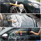 Car Wash Brush with Long Handle,Auto Rotating Car Wash Brush Cleaning Kit 360° Spin Car Mop with Pressure Washer Gun and Hose Nozzle for Cars RV Truck Yards Gardens etc