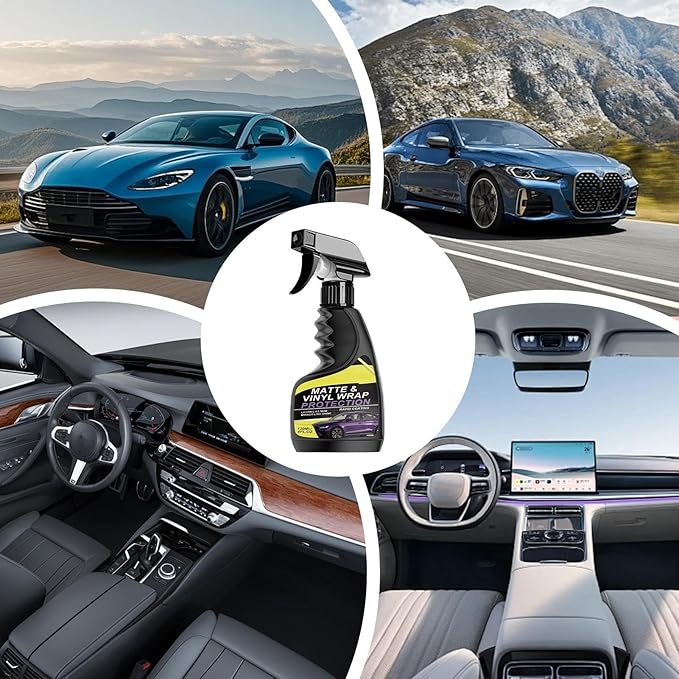 Car Interior Cleaning Spray - 120ml Matte Coating Hydrophobic UV Protection - Car Wrap Cleaner Detailer - for Stain Dust Oil Film Removal, Door Panel Seat Rubber Wheels