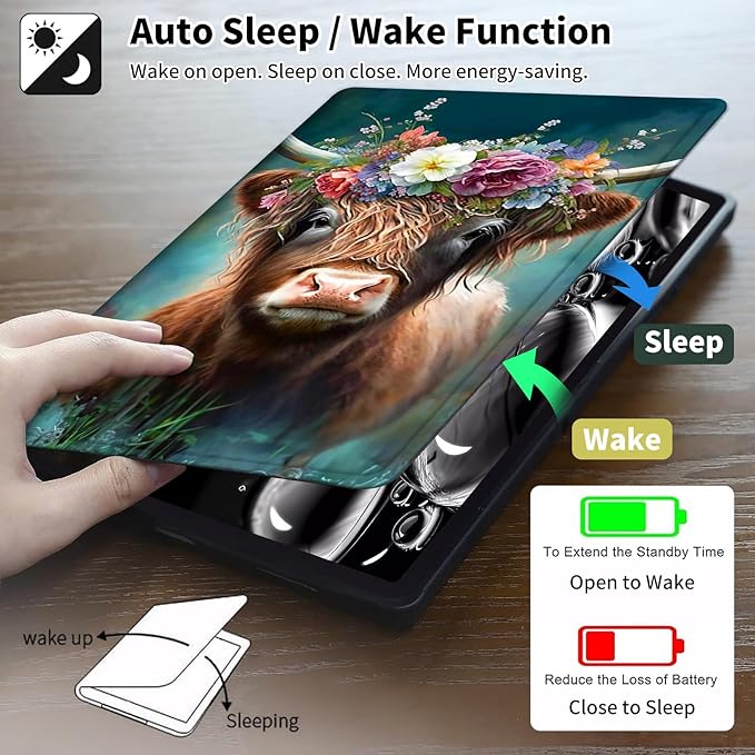 for Kindle Paperwhite Case,6" Kindle Paperwhite 4 10th Generation Case 2018 & Kindle Paperwhite Signature Edition,Leather Slim Adjustable Stand Cover Auto Wake/Sleep,Cute Highland Cow