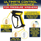 Foam King Short Pressure Washer Gun Handle, Snub Nose Power Washer with Swivel, 3/8" NPT Male & 1/4" Quick Connect, Foam Cannon Attachment for Car Wash, The Snubster for Easy Cleaning