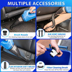 THINKWORK Car Cleaning Kit Car Detailing Kit,Car Cleaning Kit Interior Cleaner with High Power Blue Handheld Vacuum Cleaner,Brush Sets,Windshield Cleaner and Storage Bag,Car Accessories,Car Gift Set