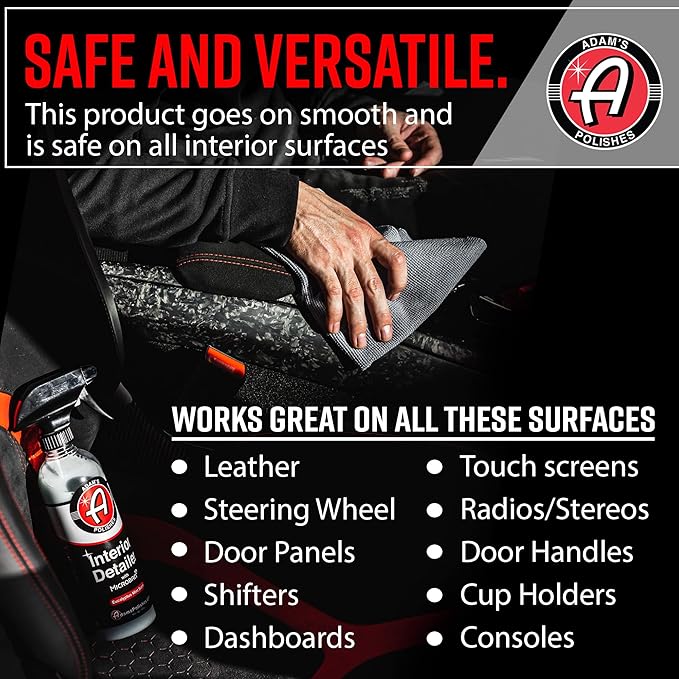 Adam's Polishes Interior Detailer 16 fl. oz (Sweet Almond) - Total Car Interior Cleaner, Protectant & Dressing | All Purpose Cleaner & Leather Conditioner | Vinyl, Dashboard, Screen, Seat Cleaner