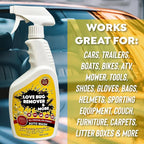 Love Bug Car Remover Spray and Auto Wash. Multi-Surface Remover and Wash Bird Poop, Tar, Sap, Bugs and More. Interior & Exterior Car Detailing Solution. 24 oz spray bottle w/ microfiber cloth. No Chemicals