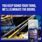 OZIUM Air Freshener Odor Eliminator, 2oz Single Shot Total Air Refresh & Car Air Freshener – Carbon Black – 4 Pack