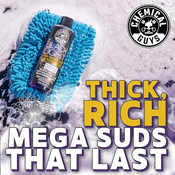 Chemical Guys CWS61964BK Car Wash Detailing Bucket, Mitt & Accessories Bundle (6 Items) Featuring Black Light Foaming Car Wash Soap, 64 oz (Half Gallon) - Works on Cars, Trucks, SUVs, RVs & More