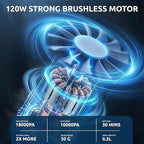 Handheld Vacuum Cordless Vacuum Cleaner with LED Light, 18000Pa Brushless Suction & Air Blower (2-in-1), 7800mAH Battery, Steel+HEPA Filter, Car Vacuum, Dust Buster for Interior, Home & Pet Hair