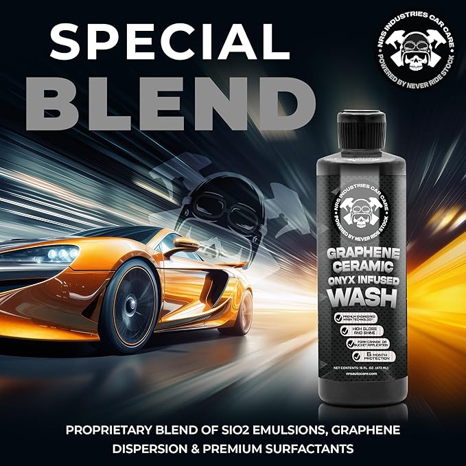 16oz Graphene Foam Ceramic Car Wash Shampoo | Onyx Foam Wash for Cars, Trucks & SUVs | Safe on Paint, Trim & Glass | Long-Lasting Hydrophobic Protection
