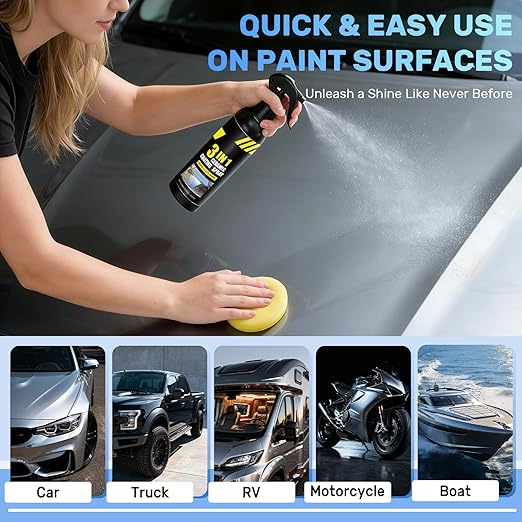 Car Quick Effect Coating Agent Spray 8.4oz, 6 Month Hydrophobic Ceramic Coating Spray for Vehicle, High Gloss Shine & Stain-Resistant Protection, DIY Friendly Car Care for Truck RV Motorcycle Boat