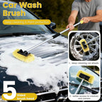 Car Wash Brush with Long Handle, 60'' Soft Bristle Cleaning Brush, Car Cleaning Brushes, Carwash Brushes for SUV, RV, Boat, Truck, House Siding, Sweep Snow, Yellow