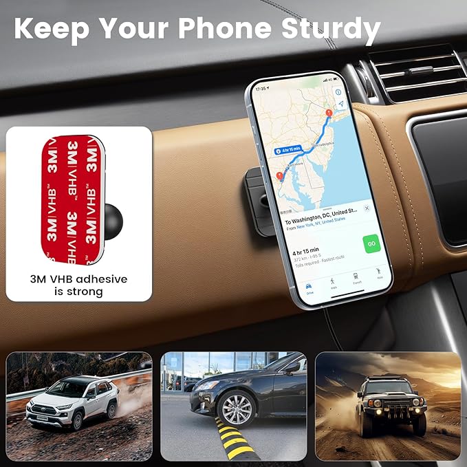 OHLPRO 15W Magsafe Car Mount Charger for iPhone 17, Fast Wireless Charging Magnetic CD Slot Holder with 3M Adhesive Base for Dashboard, Aluminum Shell, Compatible with iPhone 16 15 14 Series, Red