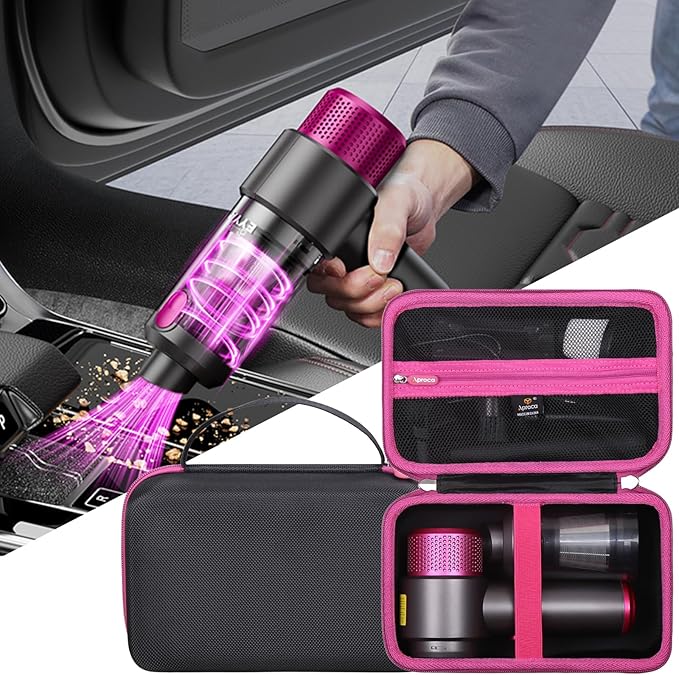 Aproca Storage Case Compatible with EYYA Handheld Cordless Car Vacuum Cleaner, Portable Hard Bag for Accessories - Black with Red (Case Only)
