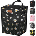 Pritent Car Trash Can with Lid, Cute Leakproof Car Trash Garbage Bag Hanging Vehicle Trash Bin Small Portable Automotive Garbage Cans Organizer for Back/Front Seat/Console(Trapezoid,Black Flower)