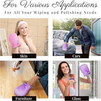 EcoSol Designs - Microfiber Mittens, Ultra-Soft Body Exfoliator Lathering and General Cleaning Dusting Must-Have, Thick Exfoliant Glove 2-Pack with Hanging Loops, Pink and Lavender, 6 x 9 inches Each