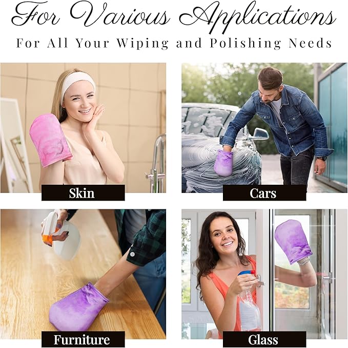 EcoSol Designs - Microfiber Mittens, Ultra-Soft Body Exfoliator Lathering and General Cleaning Dusting Must-Have, Thick Exfoliant Glove 2-Pack with Hanging Loops, Pink and Lavender, 6 x 9 inches Each