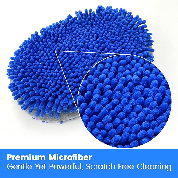 TORVA 41" Car Cleaning Brush with Telescopic Handle Aluminum Alloy Long Rod, Chenille Microfiber Car Wash Mop for Washing Caravan Van Truck Boat RV Roof, Soft Head Duster Clean Product