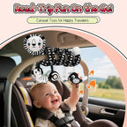 FPVERA Car Seat Toys for Babies 0-6 Months: Travel Baby Toy for Soft Hanging Toys for Carseat, Spiral Plush High Contrast Black and White Toy for Boys Girls