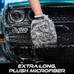 VIKING Car Wash Mitt, Premium Microfiber for Car Cleaning, Black and White, 10 inch x 8 inch, 2 Pack