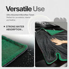 Extra Large Car Drying Towel, 36 Inches, 1300gsm,Super Absorbent Polyamide, Double-Twisted Design (Green and Grey)