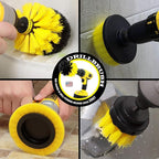 Yellow Drill Brush Attachments for Cleaning Shower, Grout, Bathroom - Grout Cleaner Drillbrush Kit - Rotary Scrub Brush Tile Cleaner Drill Attachment for Crevice Cleaning - Bathroom Tile Scrubber Set