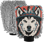 Tribal Style Husky Dog Car Wash Mitts Scratch Free Wash Mitt For Cars Car Cleaning Wash