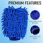 Ultra Plush Microfiber Car Wash Mitt - Scratch-Free, Lint-Free, Extra Absorbent, Machine Washable - Detailing Chenille Cleaning Mitt Perfect for Cars, Trucks, Motorcycles, and Household Surfaces