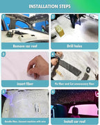 Starlight Headliner Kit for Car, 750pcs 0.03in x 9.8ft Fiber Optic Star Lights with 16W RGBW, 200 White Shooting Stars, App & Remote Control Car Ceiling Projector