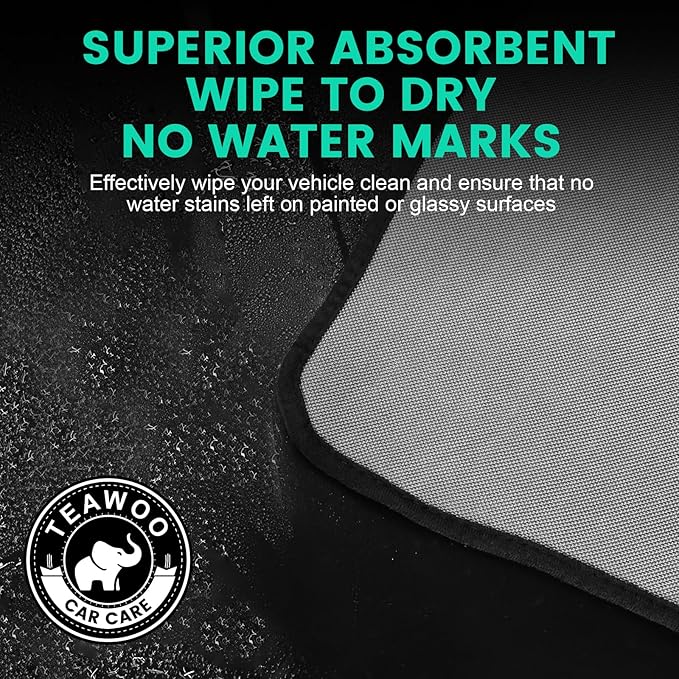 TEAWOO 16-Pack Bulk Microfiber Towels for Cars, Super Absorbent Car Drying Towel, Extra Large Car Towel (600GSM, 24" x 35")