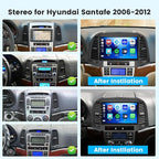 [4+128G] Android 15 Car Stereo for Hyundai Santafe 2006-2012, Hikity 9'' in-Cell Touchscreen Santafe Radio Wireless Carplay Android Auto 5G WiFi Bluetooth 5.0 Mirror Link GPS SWC FM/RDS/EQ Backup Cam