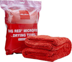 Maxshine Big Red Microfiber Towel (1000GSM) - Large Plush, Rinse-Free, Double-Sided Detailing for Cars (20”x28” / 51x71cm), Professional Auto Detailing Towel