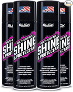Slick Products Shine & Protectant Spray 17.35 FL OZ. - High Gloss Clear Coating Renew Vinyl, Plastic, Rubber, Trim, Tire, Car, Truck, Motorcycle, Dirt Bike (4-Pack)