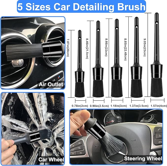27Pcs Car Wash Cleaning Kit with Foam Gun, Car Detailing Kit, Auto Detail Supplies Tools With Wheel Drill Brush Set, Car Polishing Kit, Car Detailing Brush Set for Tires, Wheels, Interior & Exterior