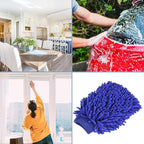 M METERXITY Microfiber Chenille Wash Mitt - Double Side Reusable Gloves for Cleaning Scratch-Free, Apply to Car Cleaning, Kitchen