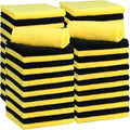 Shimeyao 30 Pcs Edgeless Microfiber Plush Towels for Cars Detailing Drying Wash Polishing Absorbent Cleaning Cloths, 500 GSM (16 x 16 Inch,Black,Yellow)