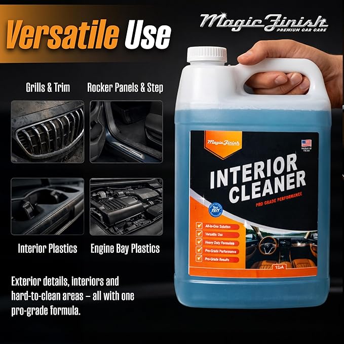 Magic Finish Interior Cleaning Spray (1 Gallon) – All-in-One Car Cleaner Spray for Seats, Dashboards & Consoles – Fast-Acting Car Cleaning Supplies for Rubber, Plastic, Carpet & Upholstery
