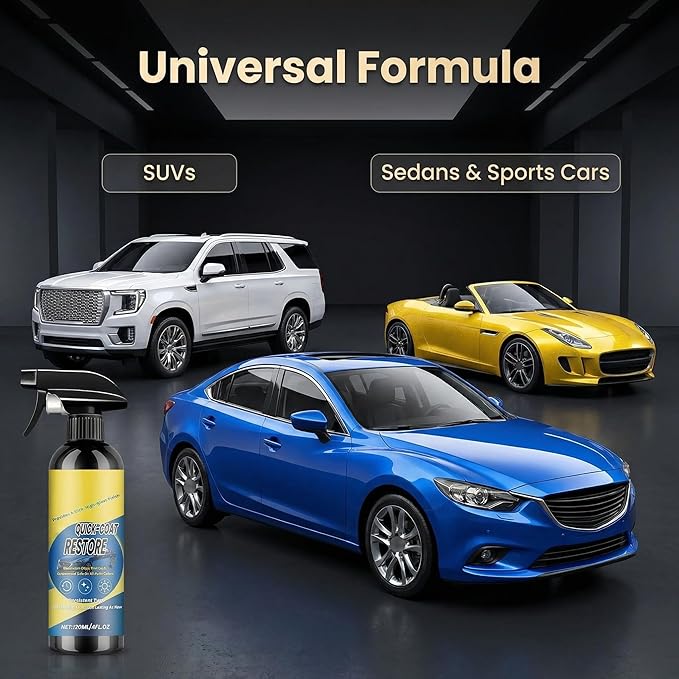 Quick Coat Ceramic Spray Coating for Cars, High Gloss Car Paint Restorer, Hydrophobic Shine Protection, Easy Spray & Wipe Car Polish, Safe for All Paint Colors, 120ml(3PCS)