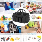 HODRANT Extra-Large Cleaning Caddy, Organizer with Handles for Cleaning Tools & Products Storage, Large Capacity Tote Bag for Car, Home & Housekeeping Work, Black