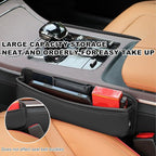 DXNQ Large Capacity Car Seat Gap Filler Organizer, Leather Car Front Seat Slot Storage Box Keeps Car Tidy, Portable Car Seat Gap Filler with 2 Charge Holes for Phones Glasses Keys Cards (Black)