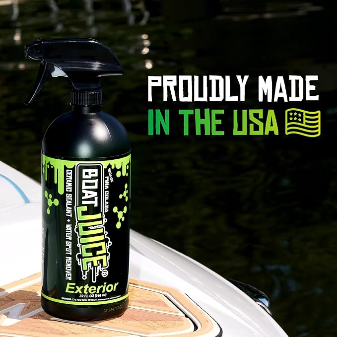 Boat Juice 2in1 Exterior Boat Cleaner & Protectant Spray | Water Spot Remover with SiO2 Ceramic Sealant | Pina Colada Scent | Marine Detailing & Boat Cleaning Supplies | Made in USA (32oz)
