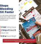 Adventure Medical Kits QuikClot Advanced Clotting Gauze - Stops Bleeding up to 5X Faster Than Standard Gauze - Kaolin Hemostatic Dressing - for First Aid Kits & Survival Gear - 3 x 24 (2 Strips)